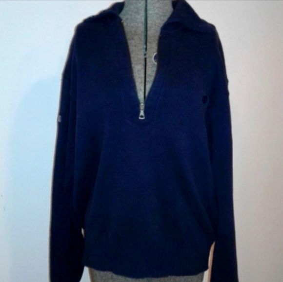 Polo Ralph Lauren Sport Mens L Pullover 1/2 Zip sailors knitted Sweater navy - Picture 2 of 7